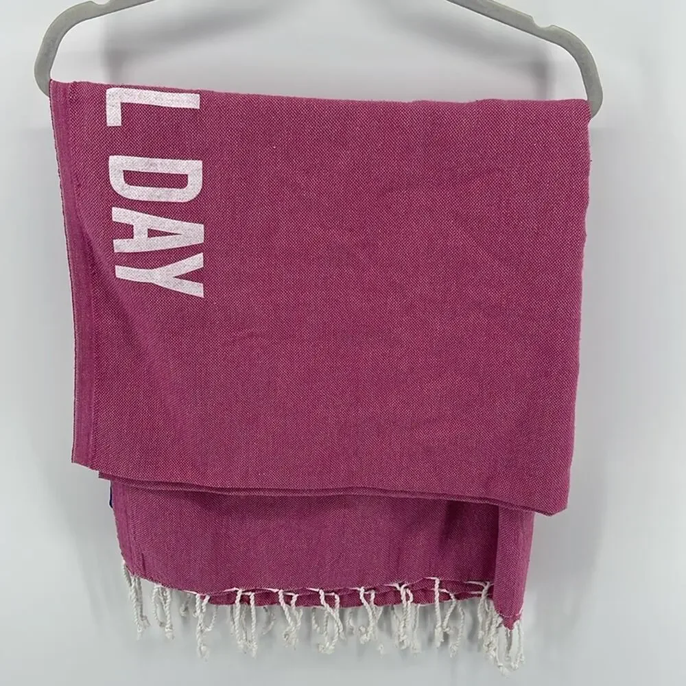Bujibaja Rose’ All Day printed fringe hem Turkish beach bath towel
